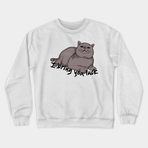 Fat Good Fortune Cat Light Crewneck Sweatshirt by RedHeadAmazona